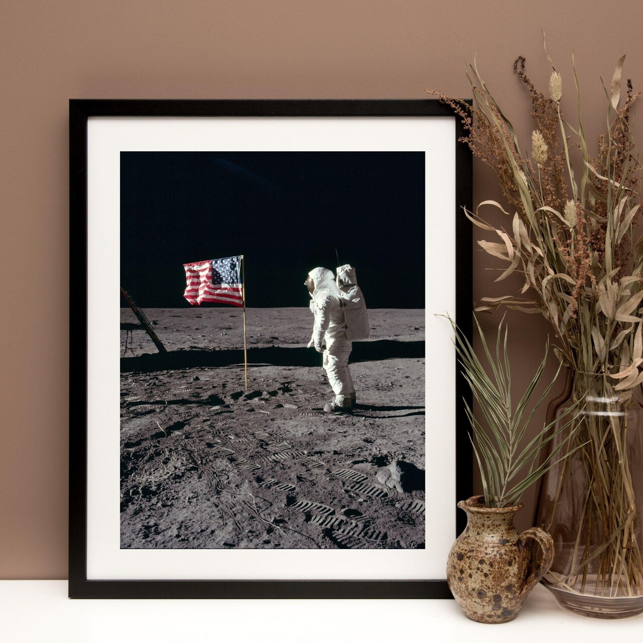 Apollo 11 Moonwalk Framed Art Print - Vertical Space Decor